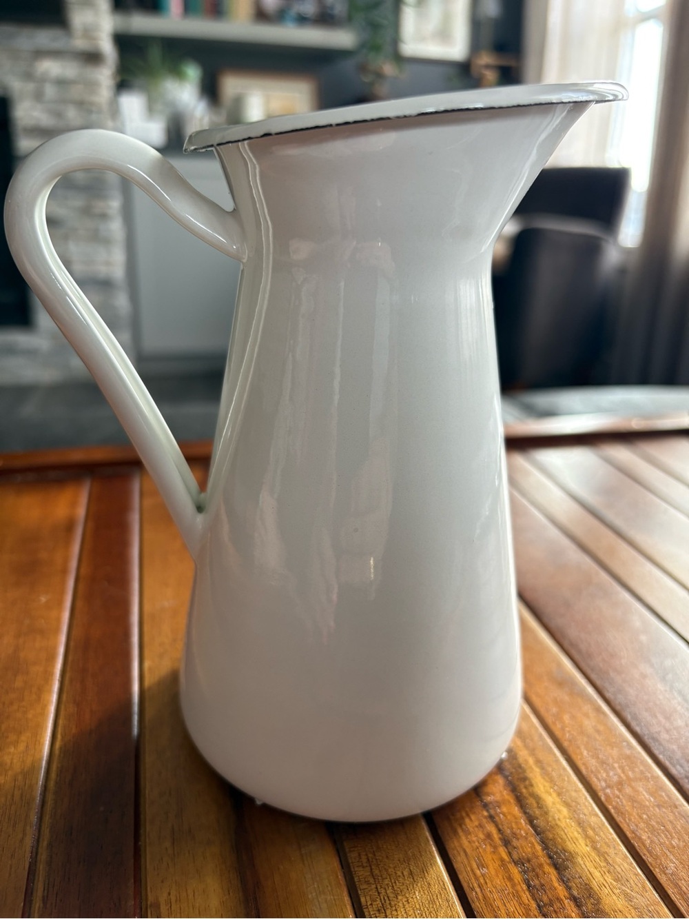 Ikea SOCKERÄRT White Enamel Vase Pitcher 6" Cottagecore Farmhouse Discontinued